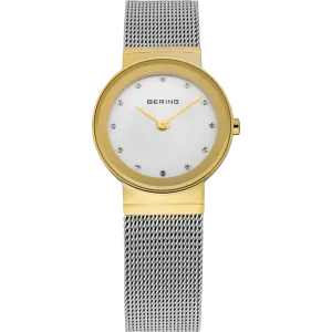 Bering Ladies Silver Mesh Watch Polished Gold 10126-001