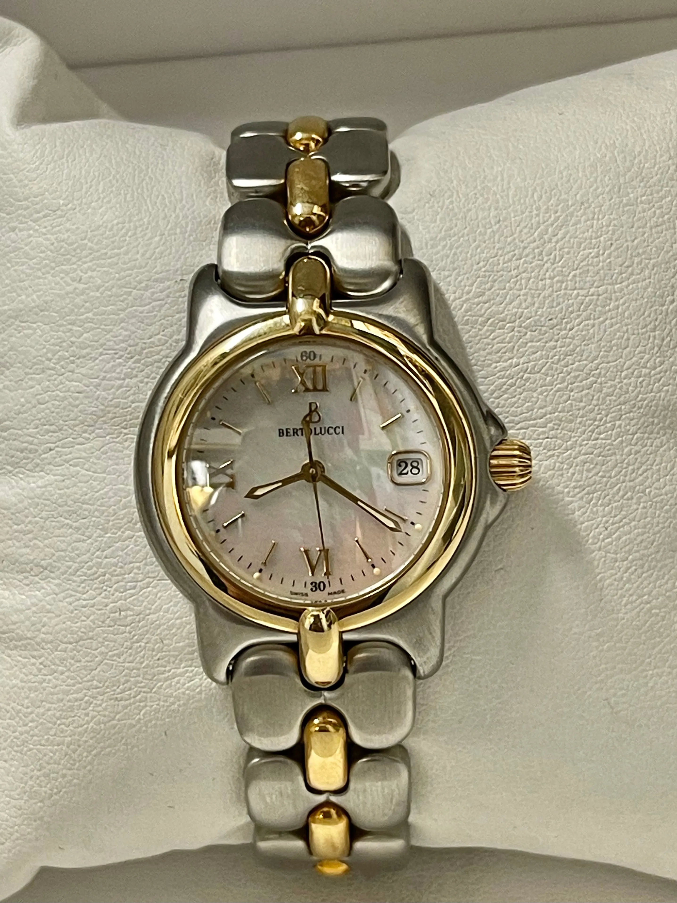 Bertolucci Rare SS & Solid YG Mother of Pearl Dial Ladies Watch - $10K APR w/COA