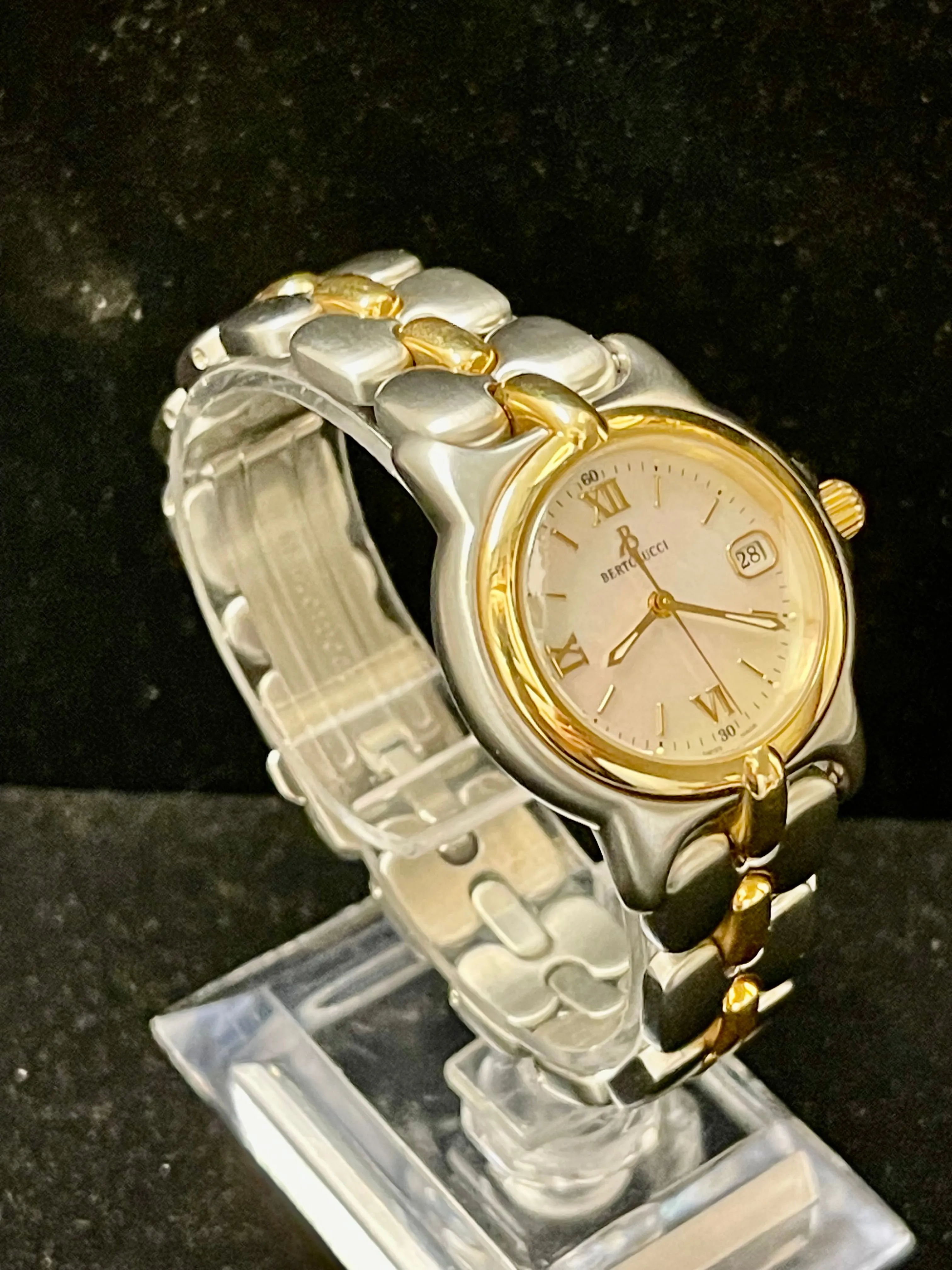 Bertolucci Rare SS & Solid YG Mother of Pearl Dial Ladies Watch - $10K APR w/COA