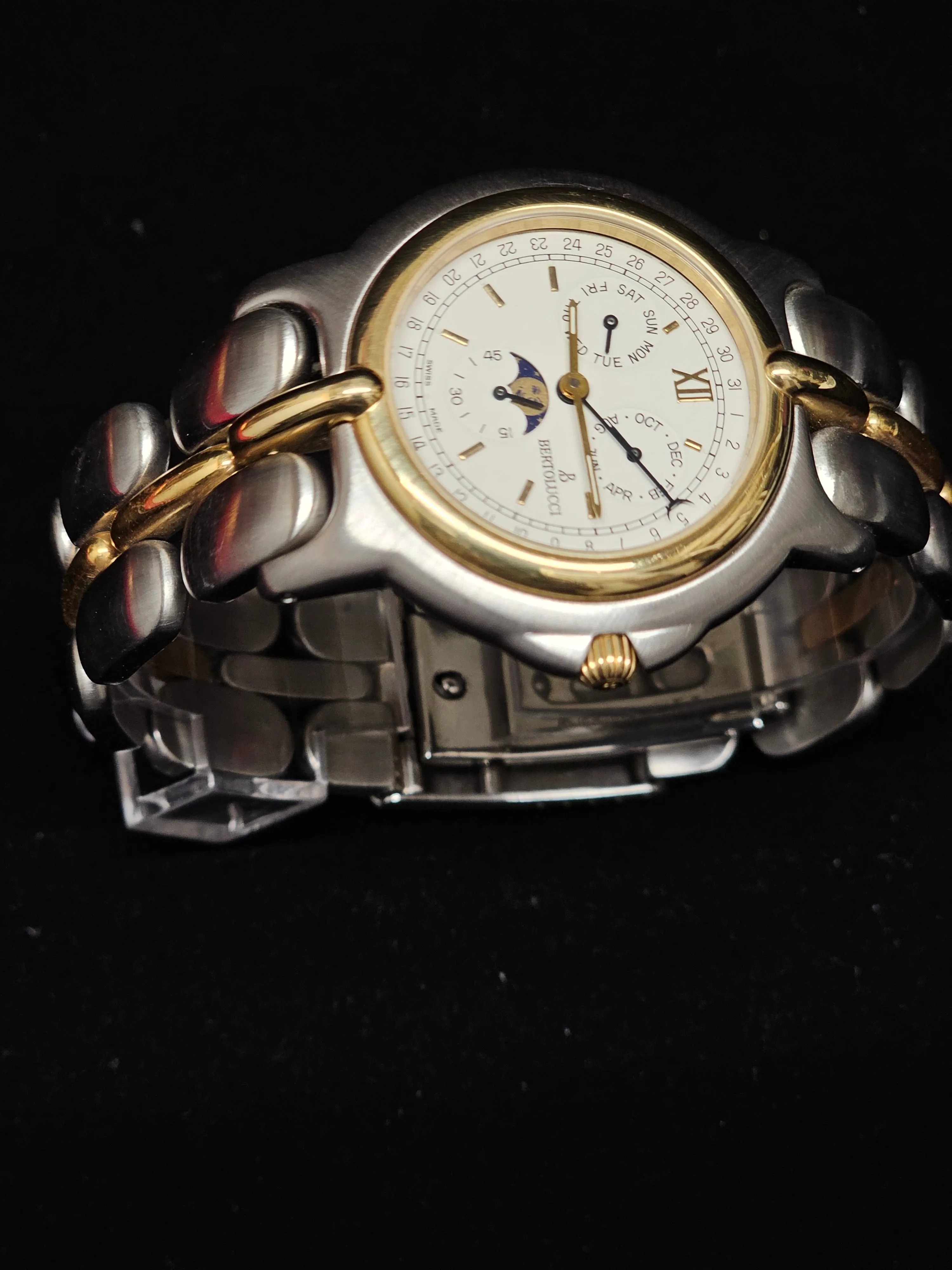 Bertolucci SS 18K YG Triple Calendar with Moonphase Men's Watch- $16K APR w/ COA