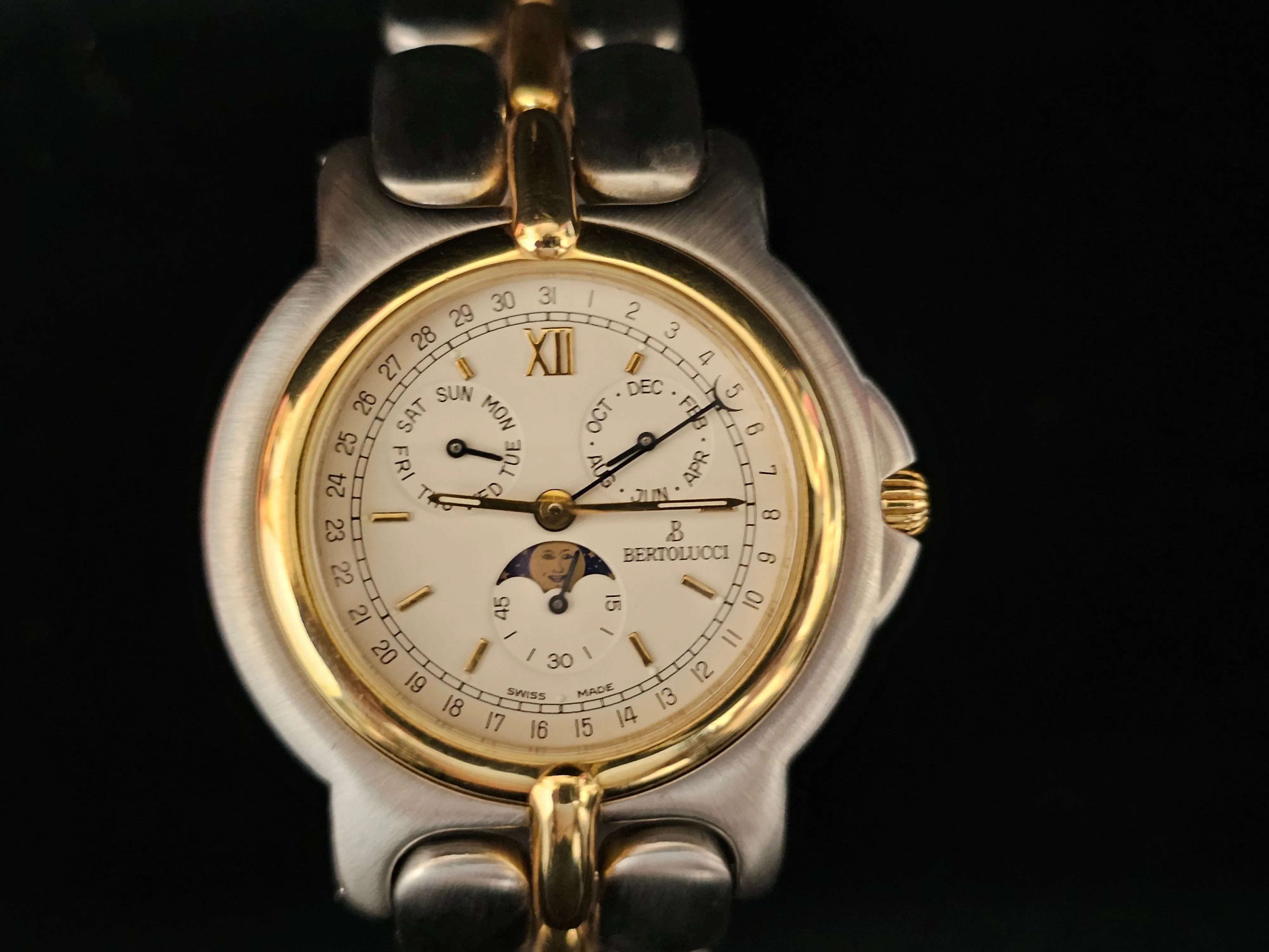Bertolucci SS 18K YG Triple Calendar with Moonphase Men's Watch- $16K APR w/ COA