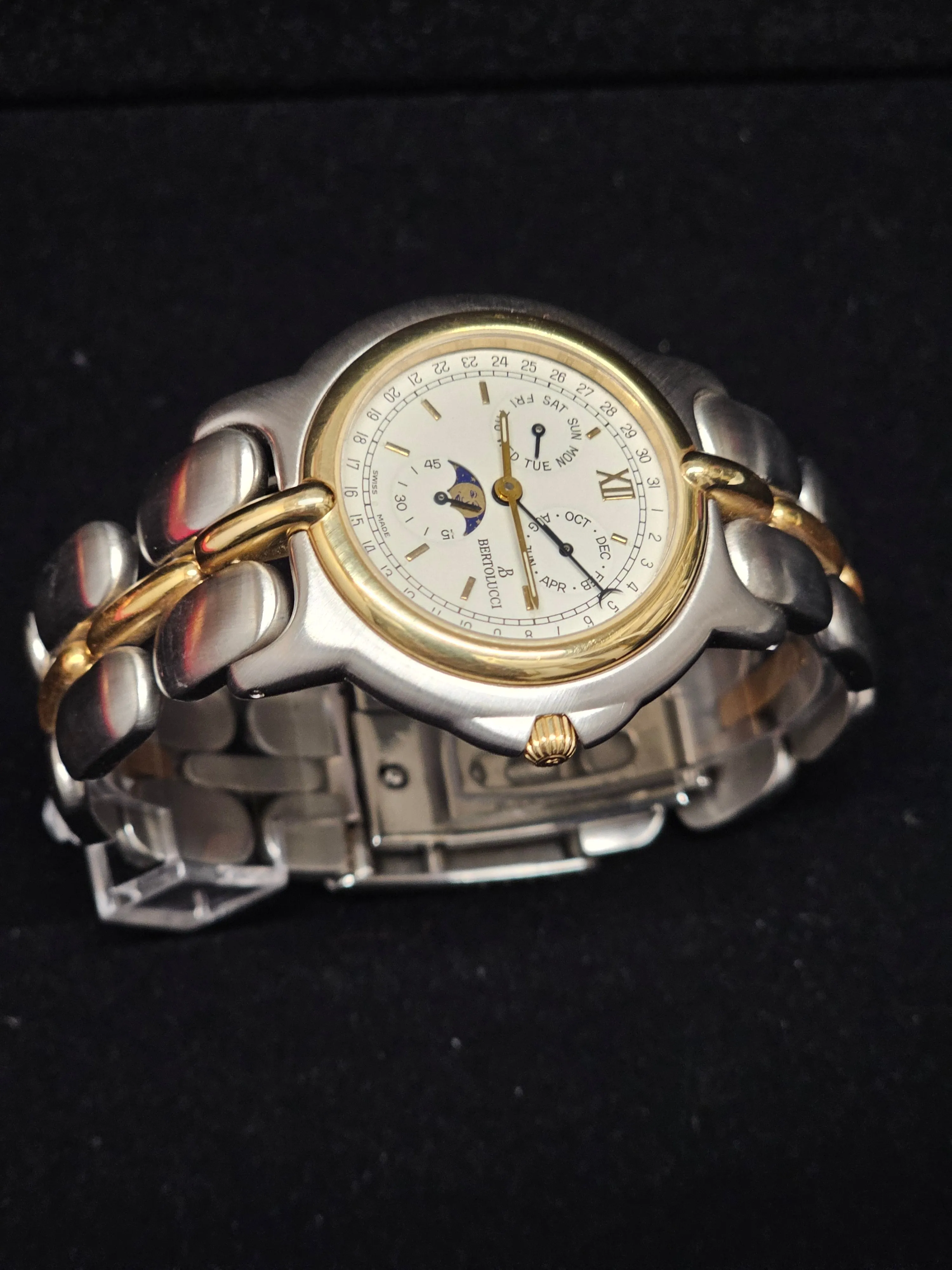 Bertolucci SS 18K YG Triple Calendar with Moonphase Men's Watch- $16K APR w/ COA