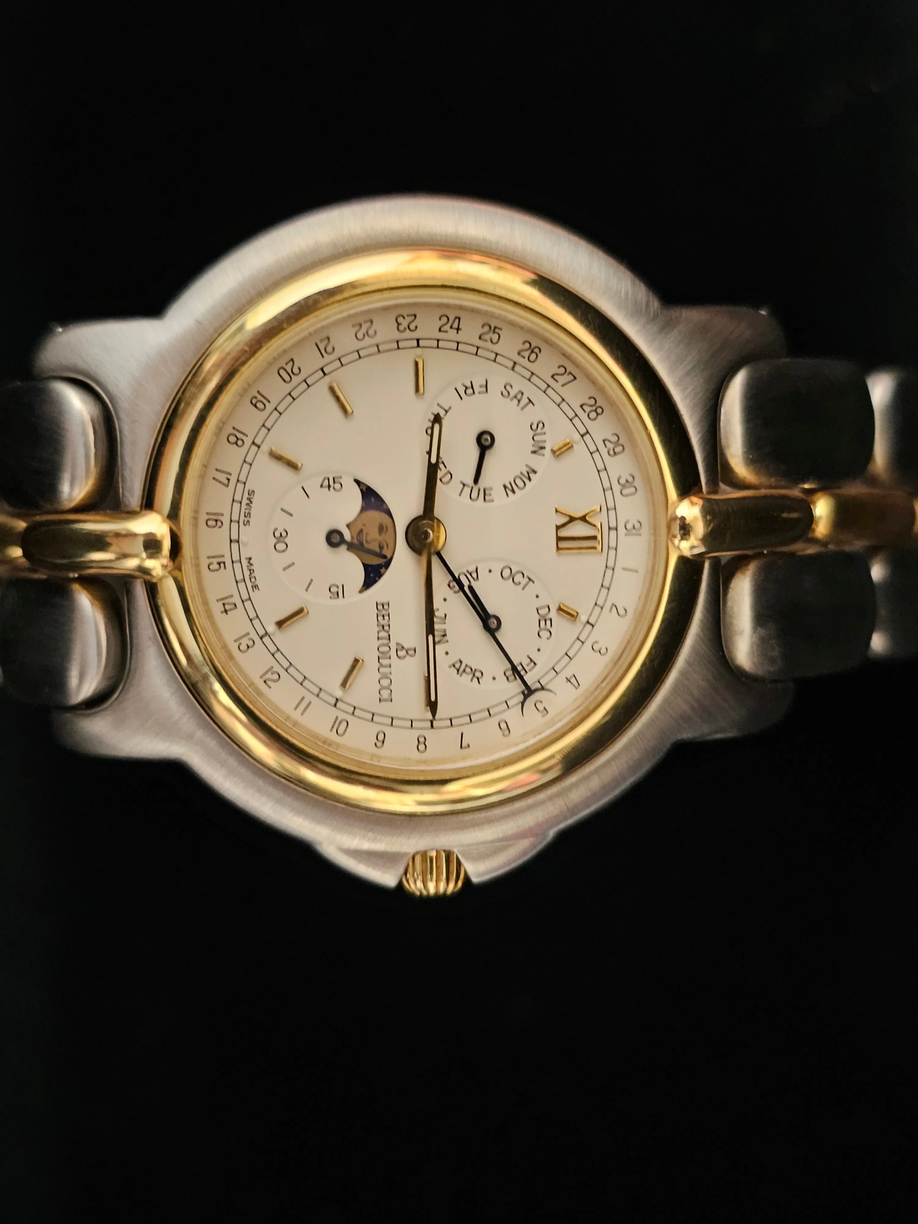 Bertolucci SS 18K YG Triple Calendar with Moonphase Men's Watch- $16K APR w/ COA