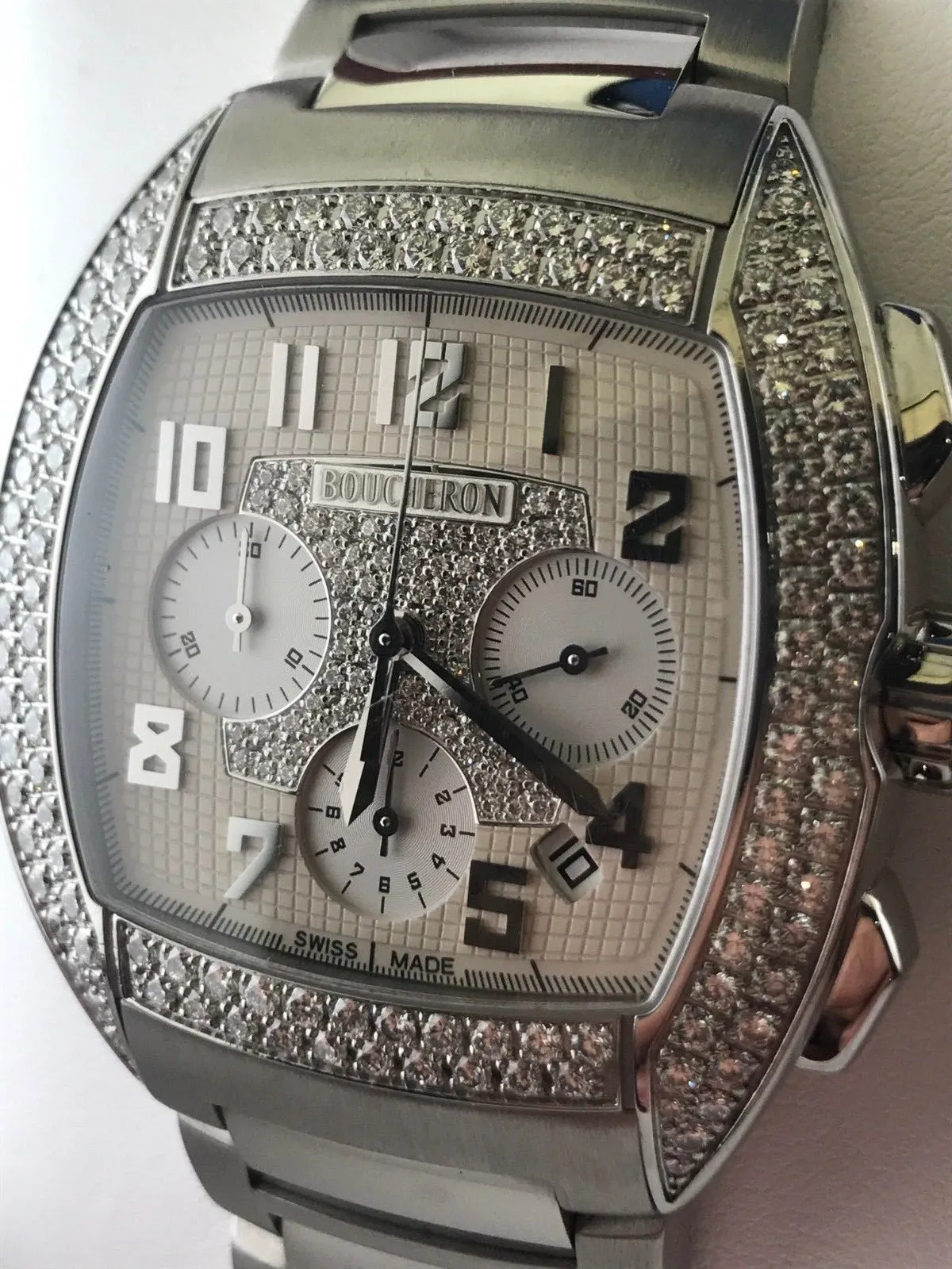 Boucheron MEC Chronograph XL | SS | 156 Diamonds - $40K VALUE!