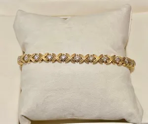 BRACELET Tennis Style Unique Designer’s Solid YG w/Diamonds - $15K APR w/ CoA!!!