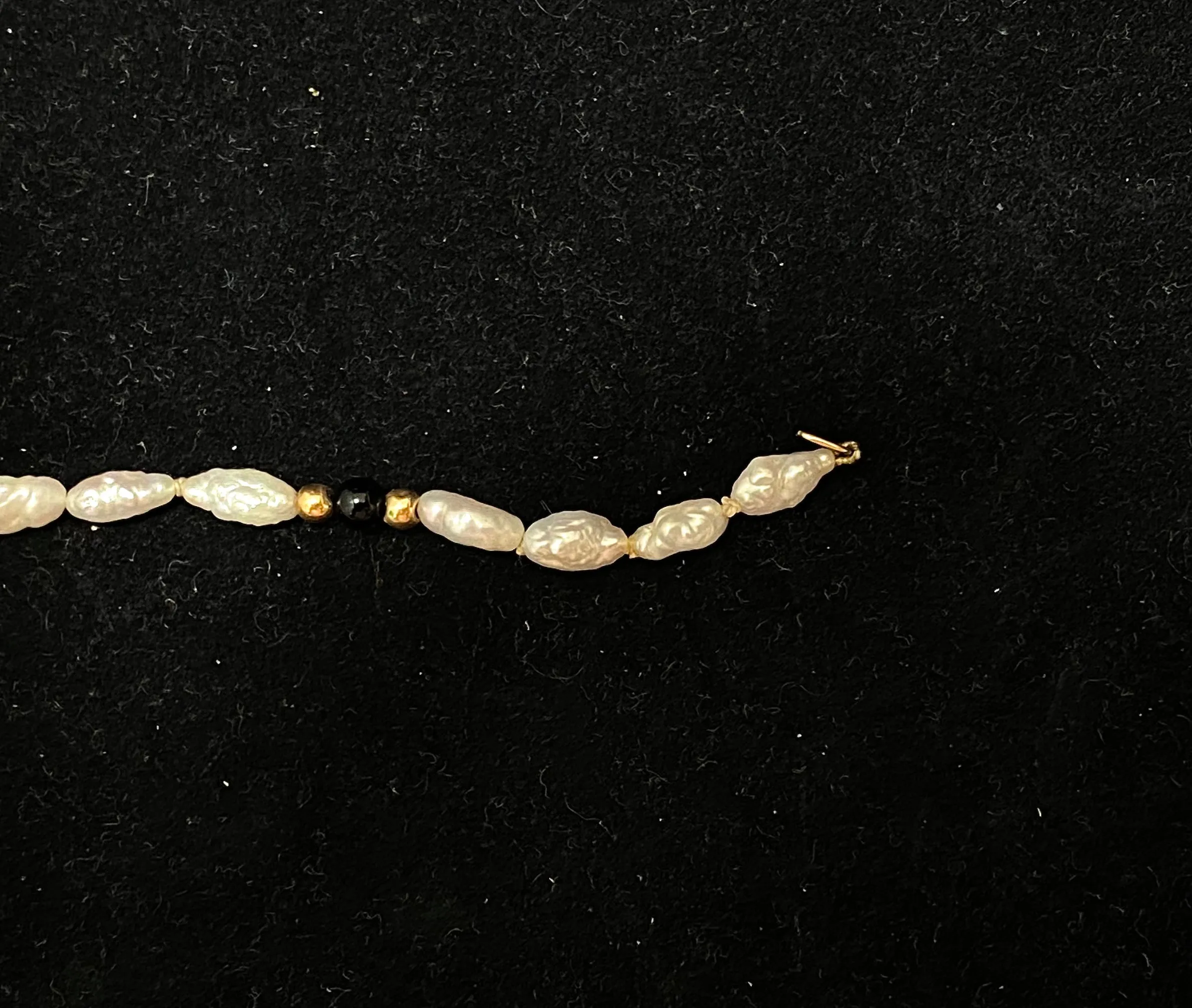 BRACELET Unique Designer’s Solid Yellow Gold with Pearl & Onyx $$2.5 APR w/ CoA!
