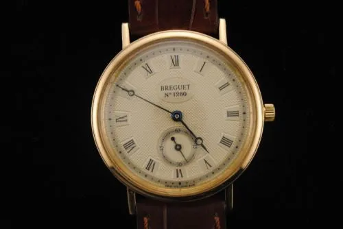 BREGUET Rare #3917 Men's 18K Yellow Gold Wristwatch w/ Skeleton Back - $25K VALUE