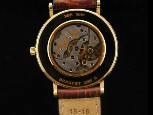 BREGUET Rare #3917 Men's 18K Yellow Gold Wristwatch w/ Skeleton Back - $25K VALUE