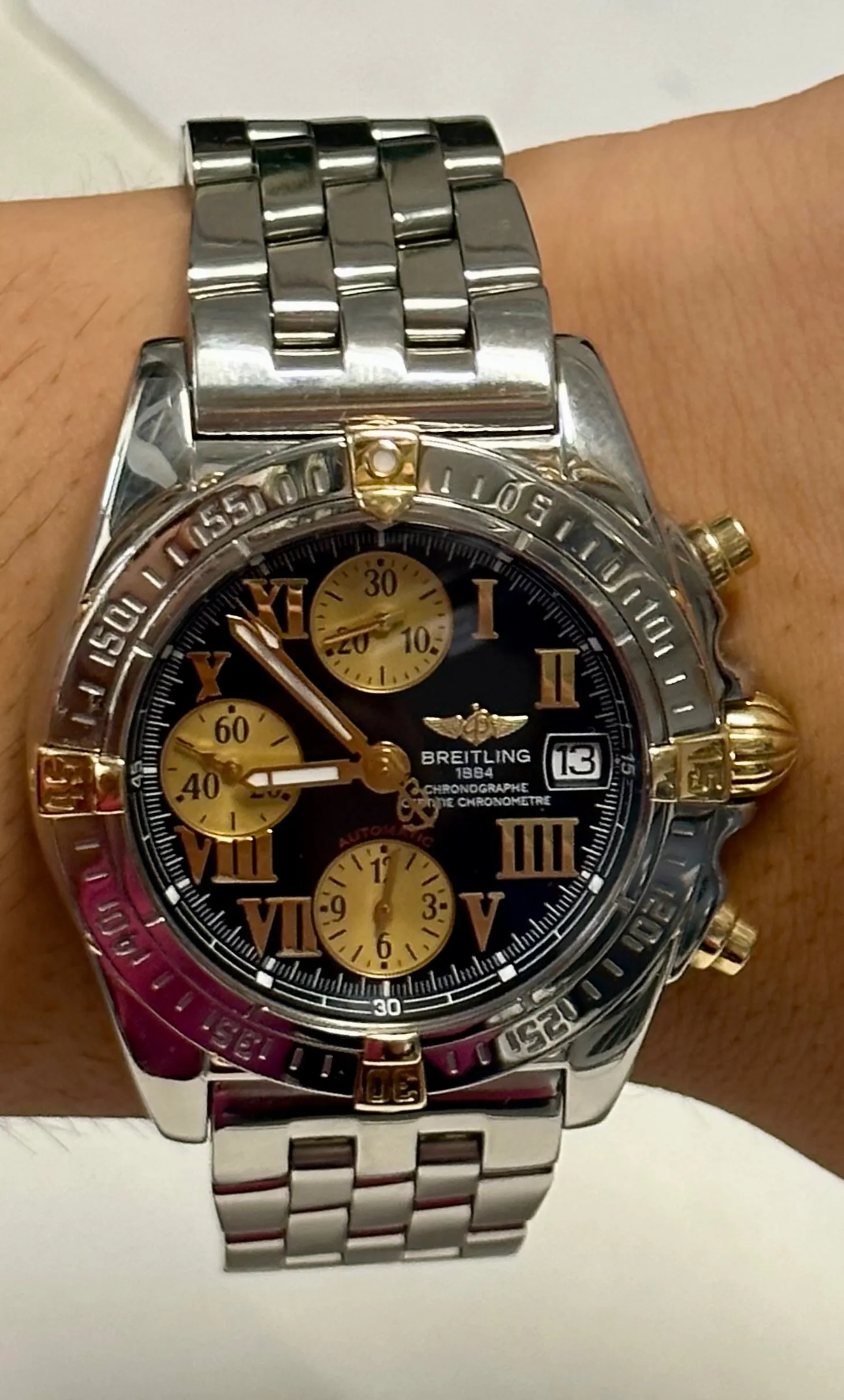 BREITLING Chronograph Automatic Men's Stainless Steel w/18K Gold-$15K APR w/ COA