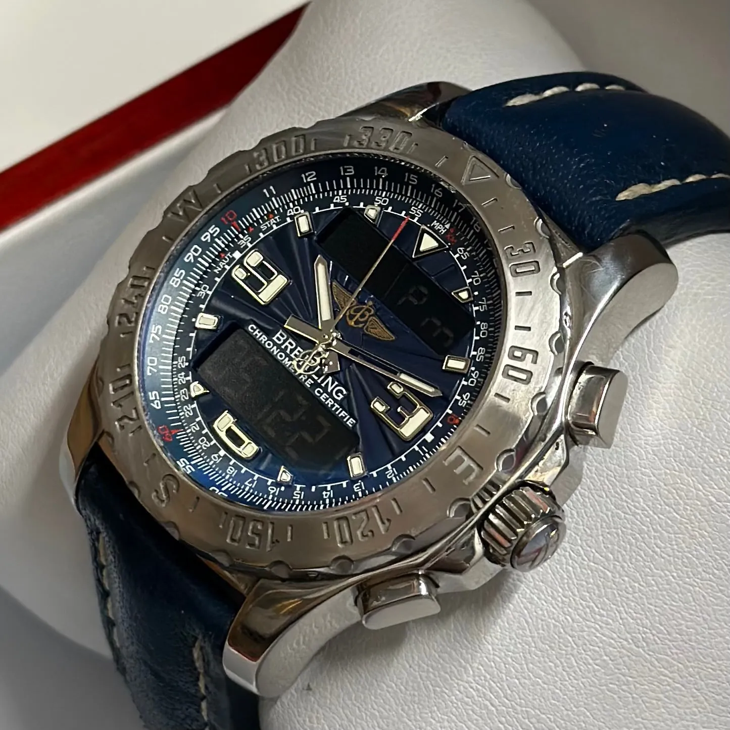 BREITLING Jumbo Dual Time Chronograph, Digital Men's Watch! - $10K APR w/ COA!!!