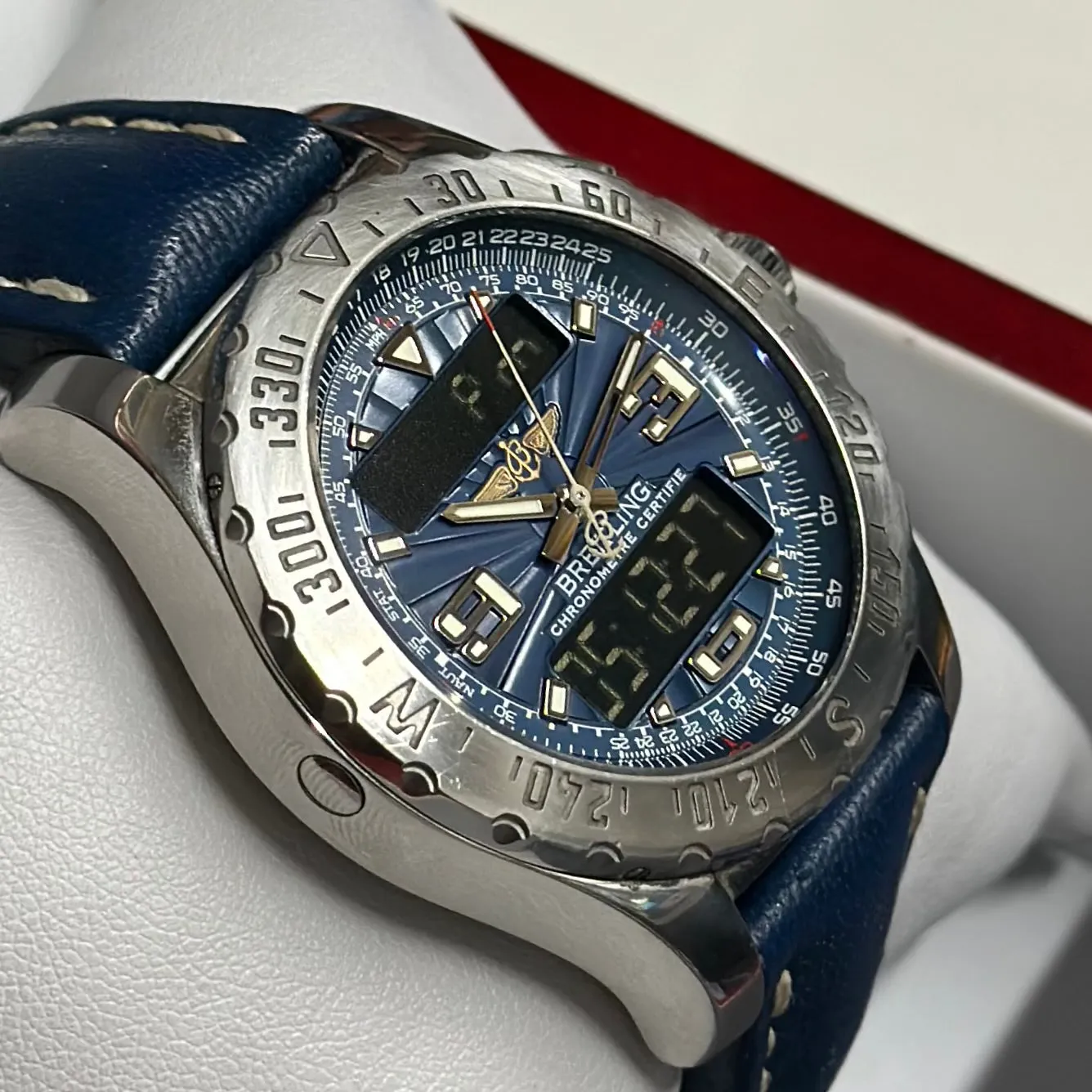 BREITLING Jumbo Dual Time Chronograph, Digital Men's Watch! - $10K APR w/ COA!!!