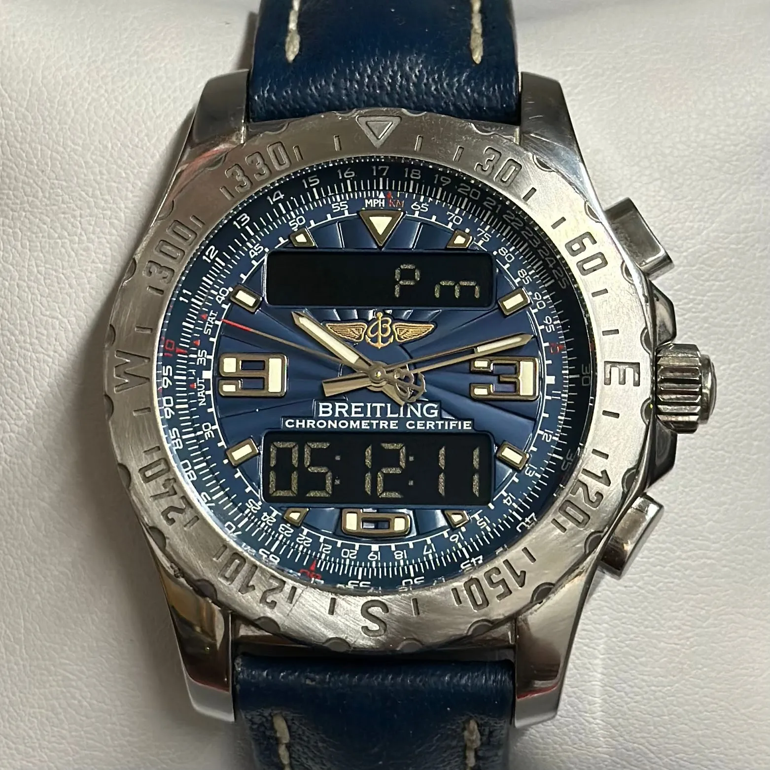 BREITLING Jumbo Dual Time Chronograph, Digital Men's Watch! - $10K APR w/ COA!!!