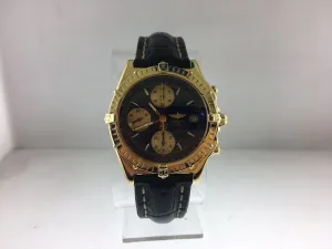 BREITLING LRG CHRONO SOLID 18K YG BRAND NEW CONDITION! ORIGINAL CROCODILE STRAP!