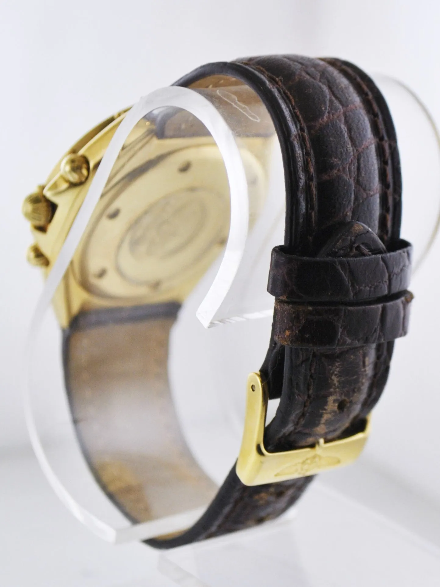 BREITLING Sextant 18K Yellow Gold Date Chronograph w/ Gray & Blue Dial, 3 Sub-dials - $24K VALUE