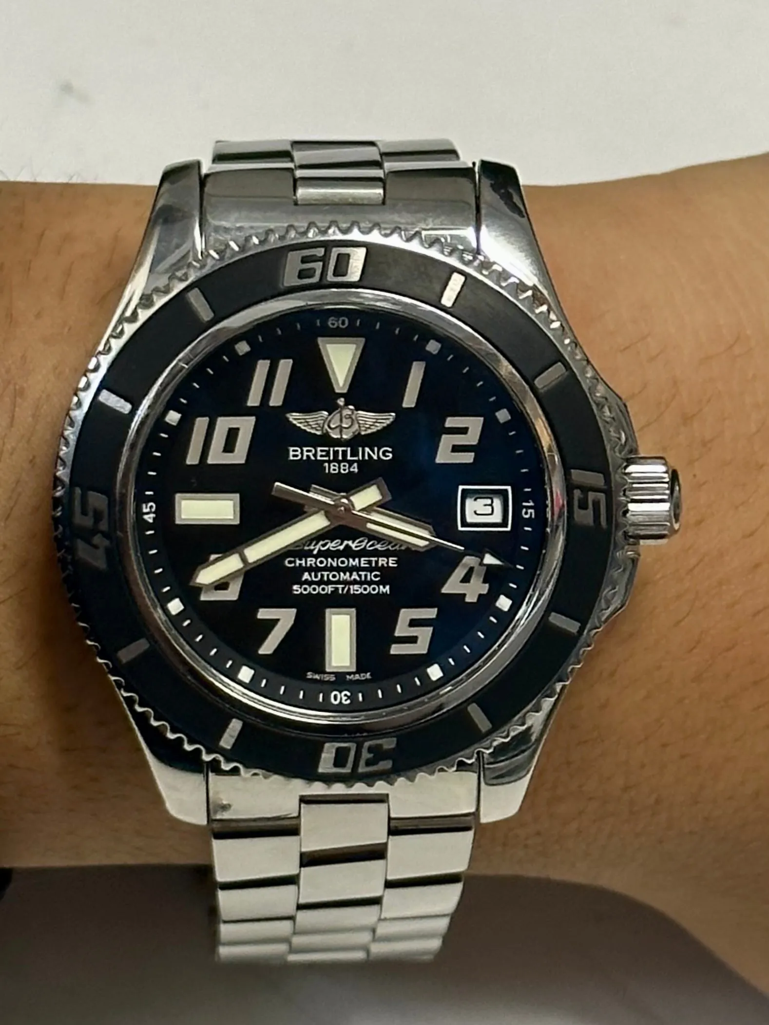 BREITLING Superocean Automatic Stainless Steel Men's Wristwatch-$10K APR w/ COA!