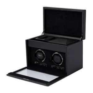 British Racing Double Watch Winder With Storage in Black
