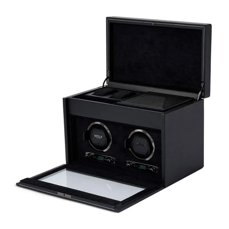 British Racing Double Watch Winder With Storage in Black