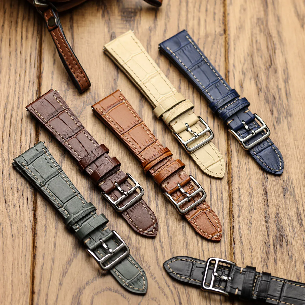Brixham Special Buckle Gator Watch Strap - Black