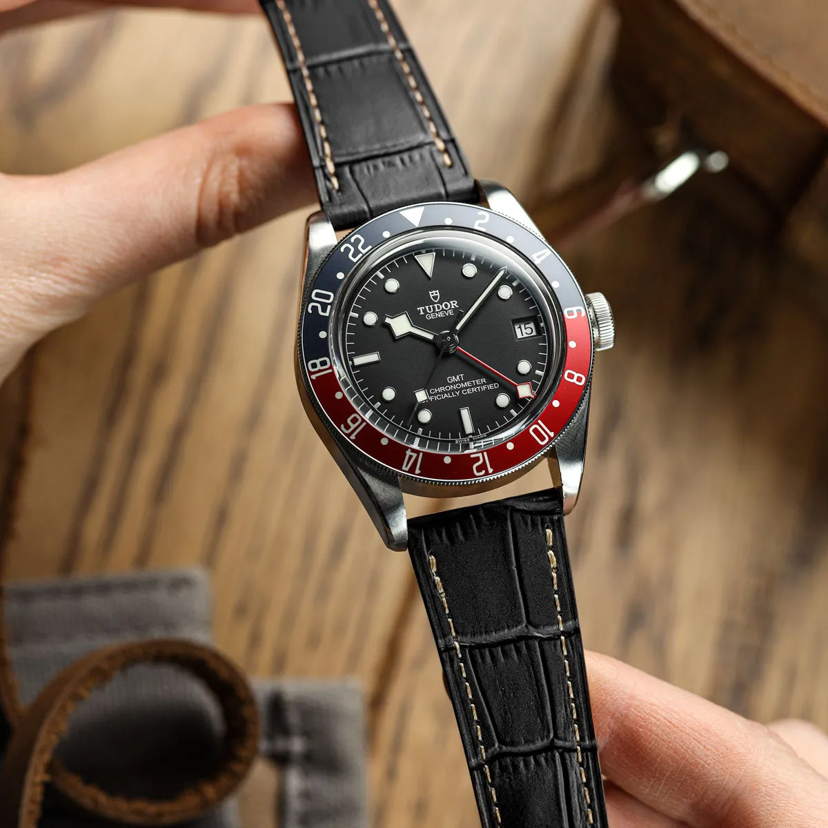 Brixham Special Buckle Gator Watch Strap - Black