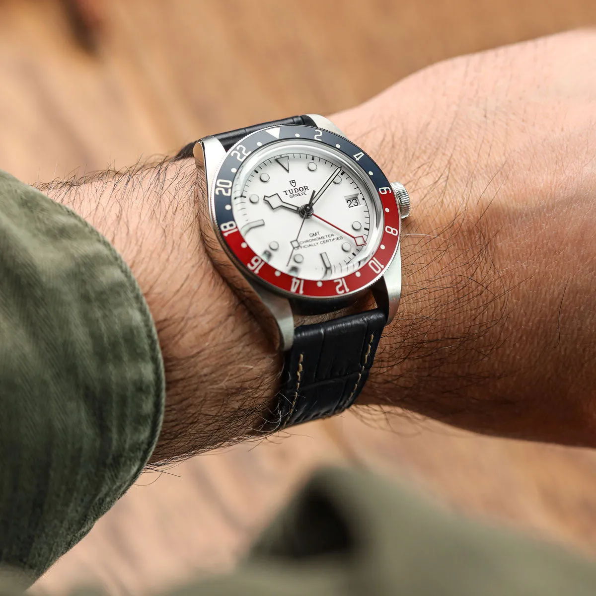 Brixham Special Buckle Gator Watch Strap - Black
