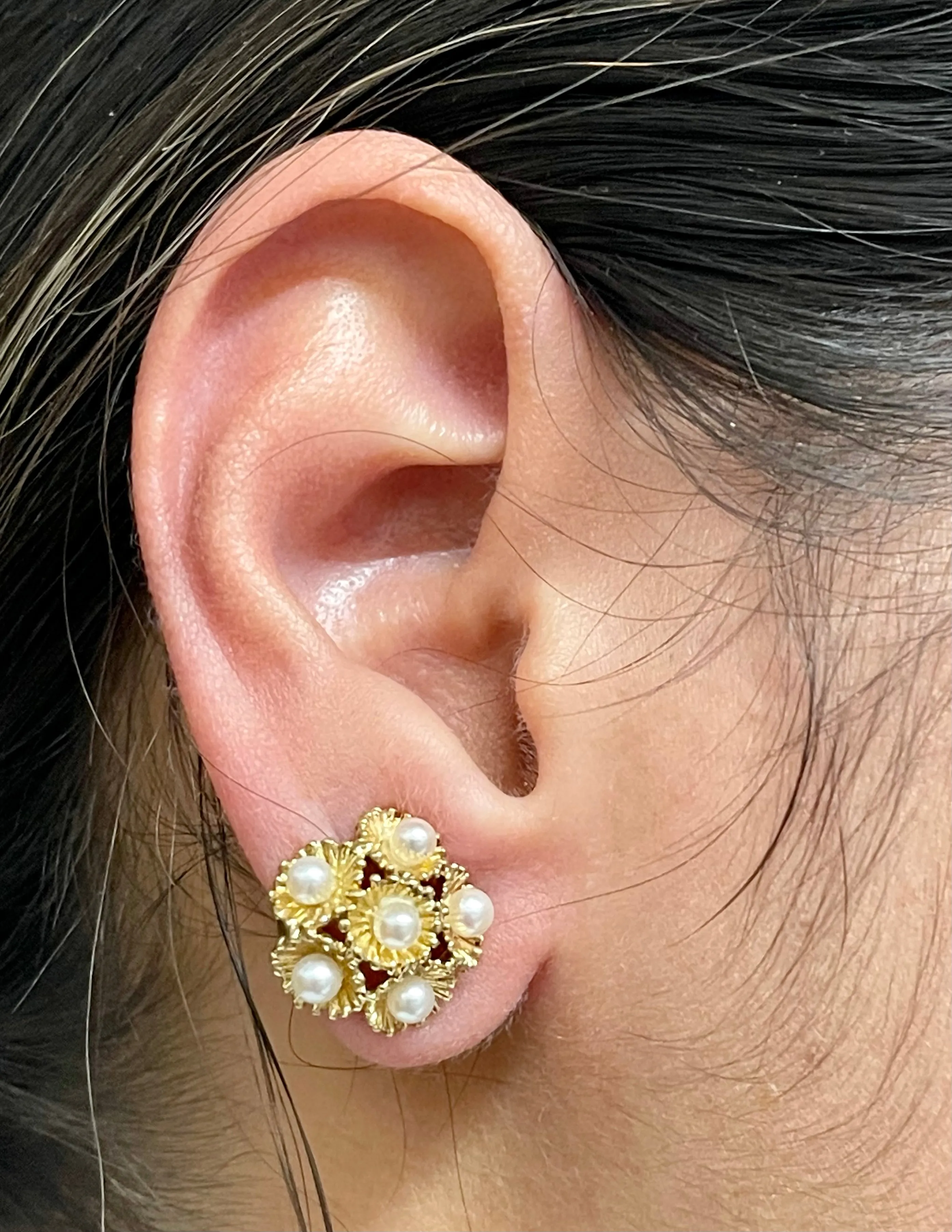 Buccellati - Style Solid YG w/ Pearls Floral Clip On Earrings - $10K APR w/ CoA!