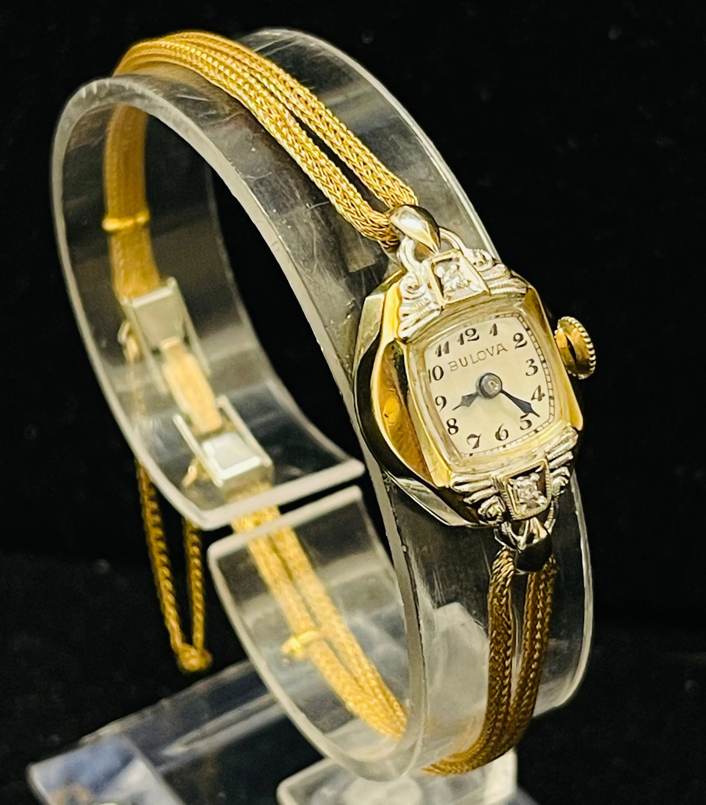 BULOVA 1920'S VINTAGE RARE YELLOW GOLD & DIAMONDS LADIES WATCH - $7K APR w/COA!