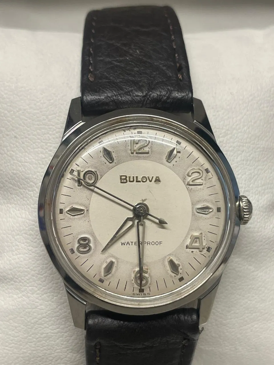Bulova Stainless Steel Watch - Off-White Dial, Military Design- $6K APR w/ COA!!