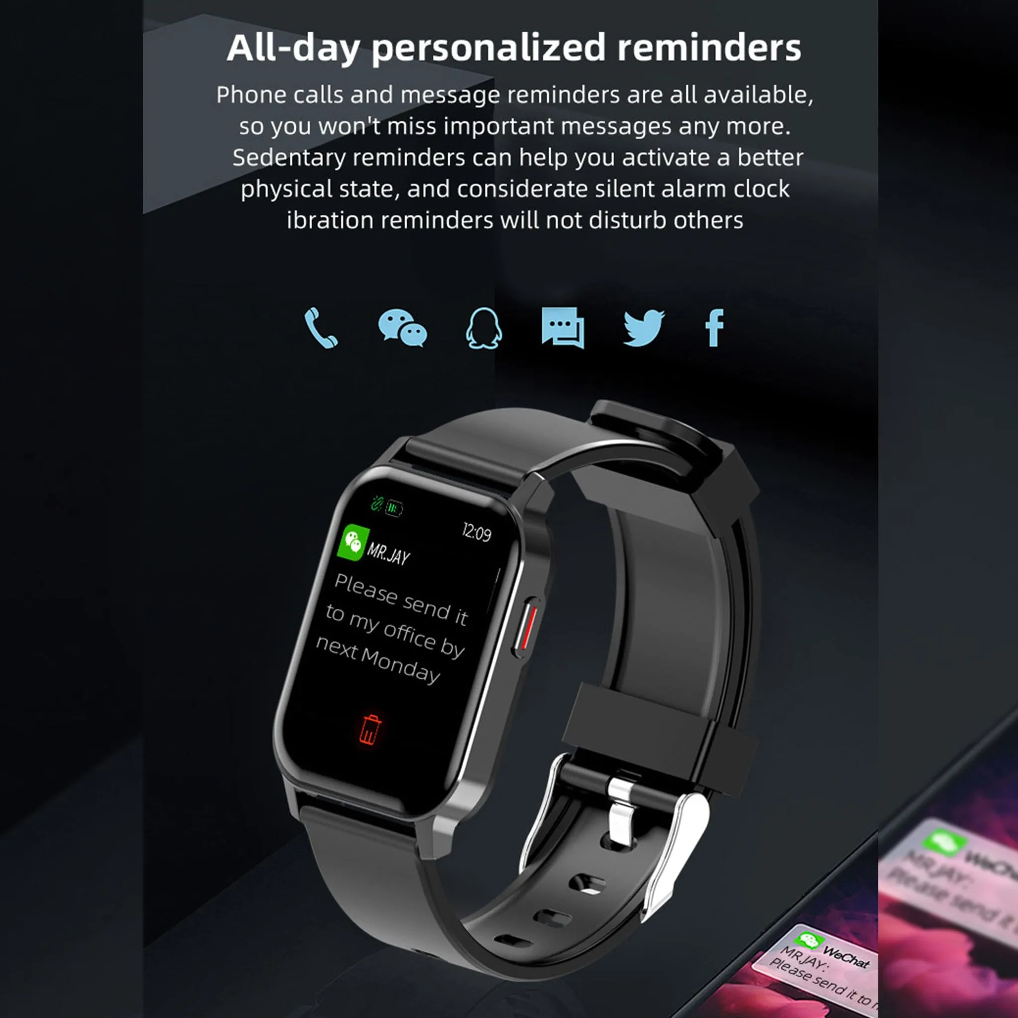 Business Chic Smartwatch Ultra Wide Angle of View All Day Personalize Reminder