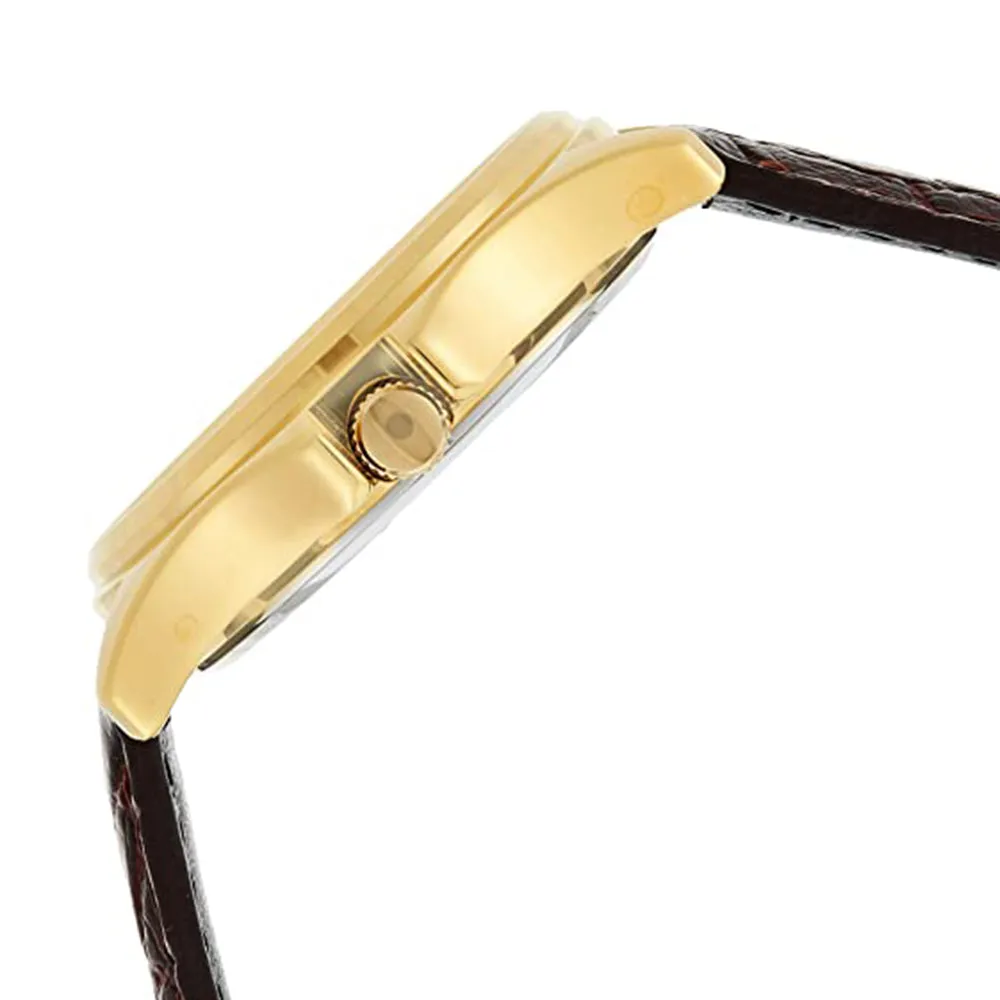 Casio Mens Gold Dial Brown Strap Stainless Steel Fashion Quartz Watch - MTP-1183Q-9ADF