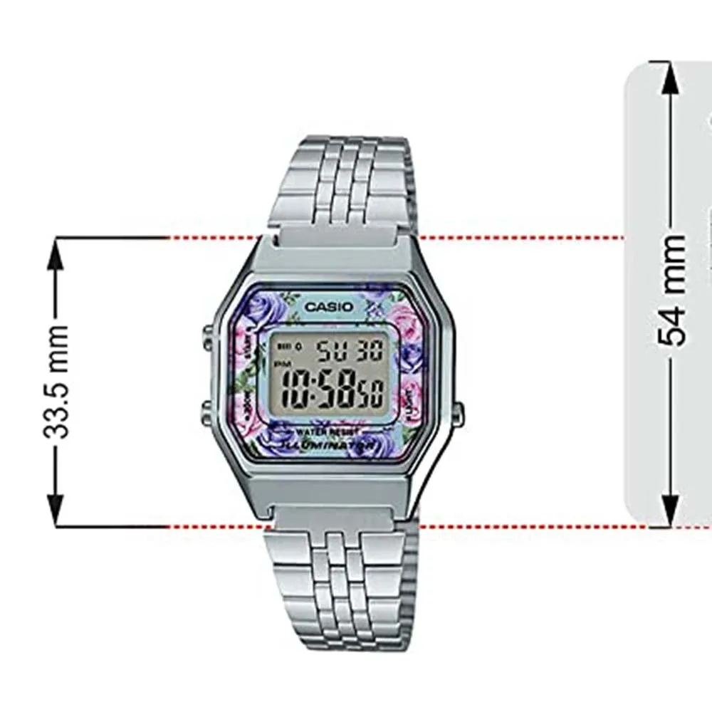 Casio Women's Gray Dial Silver Stainless Steel Band Digital Quartz Watch - LA680WA-2CDF