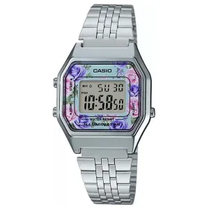 Casio Women's Gray Dial Silver Stainless Steel Band Digital Quartz Watch - LA680WA-2CDF