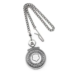 Charles Hubert Paris: Antique Design Chrome-Tone Brass Pocket Watch 3867-S