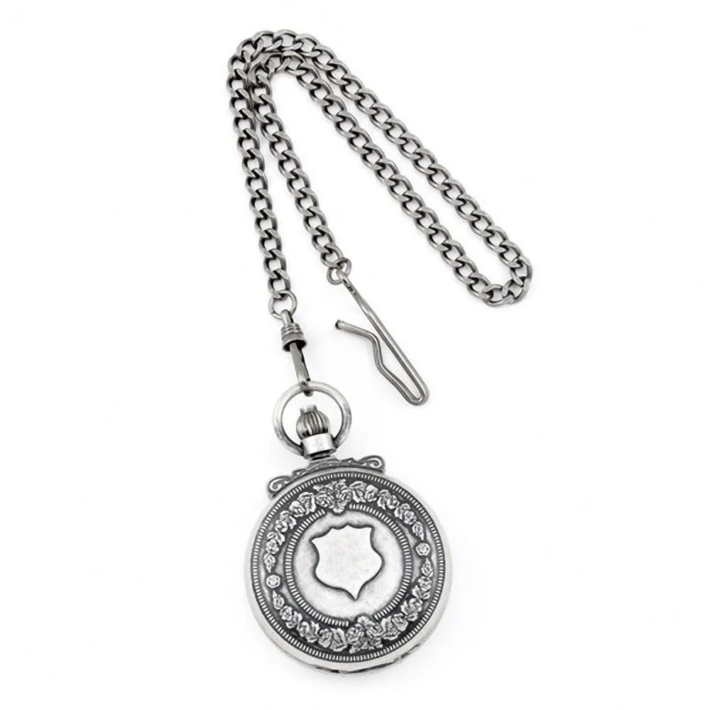 Charles Hubert Paris: Antique Design Chrome-Tone Brass Pocket Watch 3867-S