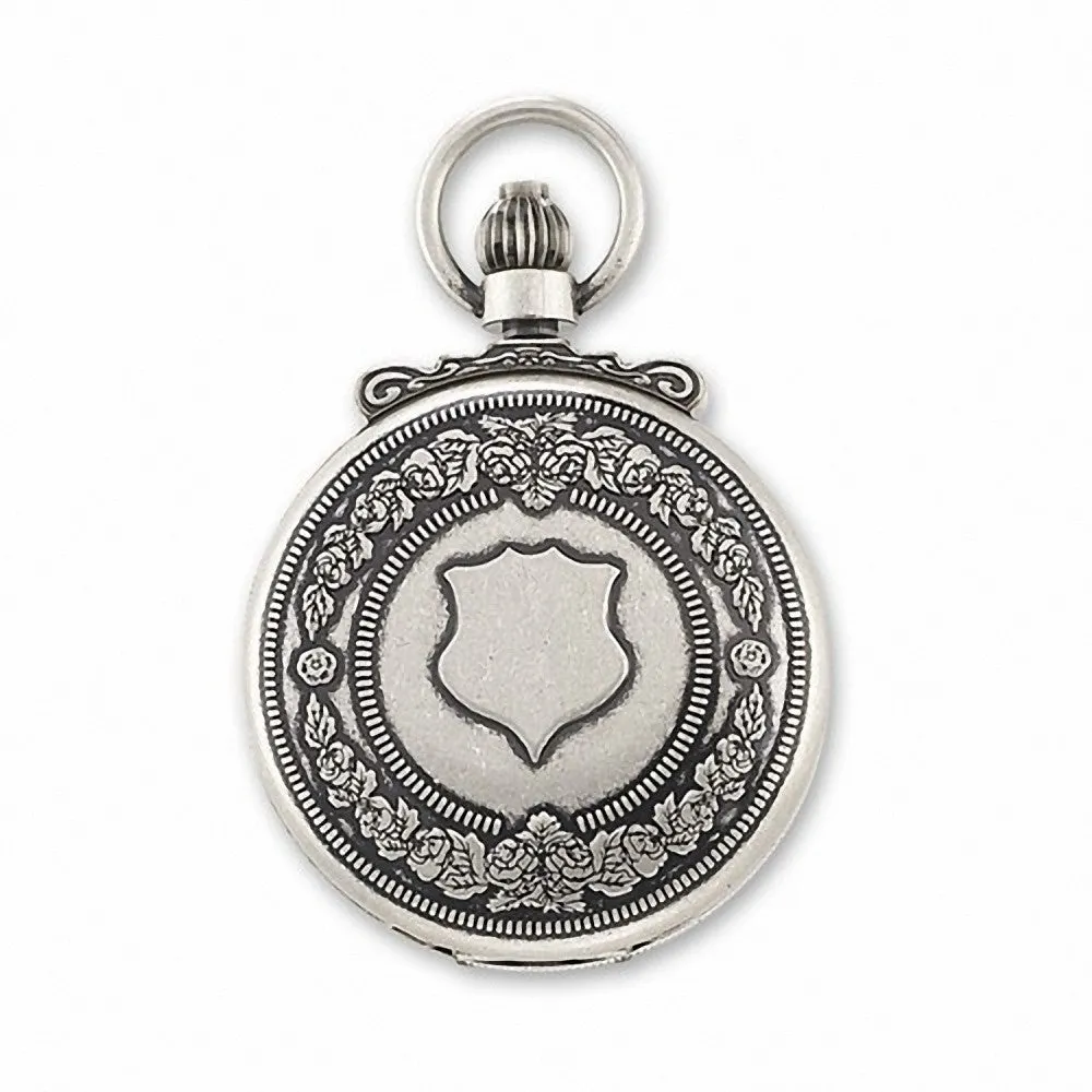 Charles Hubert Paris: Antique Design Chrome-Tone Brass Pocket Watch 3867-S