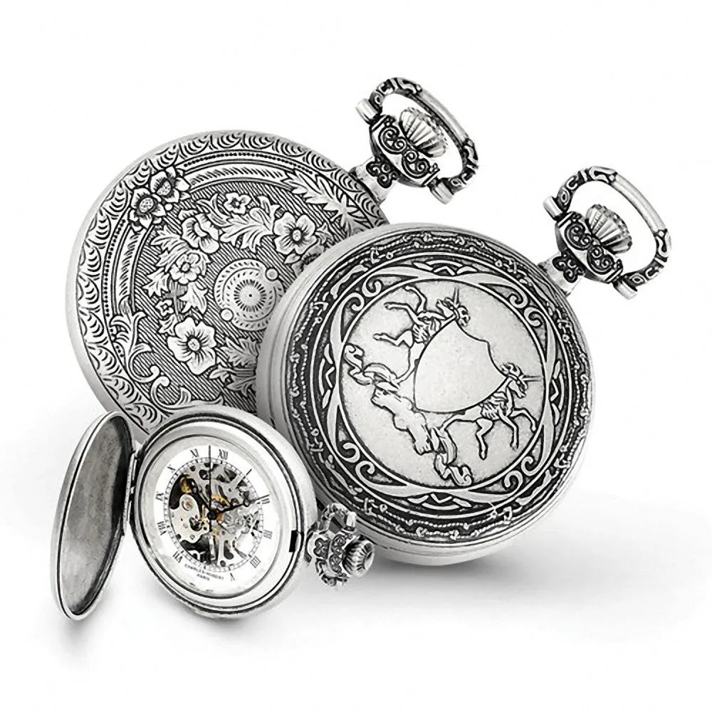 Charles Hubert Paris: Antique Unicorn Shield Design Brass Pocket Watch 3921