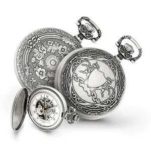 Charles Hubert Paris: Antique Unicorn Shield Design Brass Pocket Watch 3921