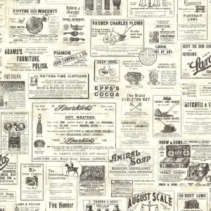 Chesapeake CTR64271 Adamstown Cream Vintage Newspaper Wallpaper
