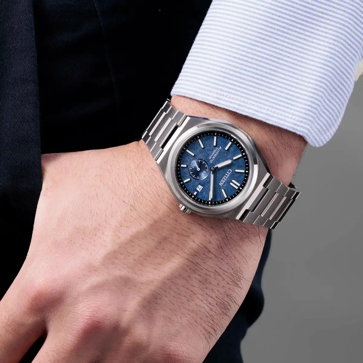 Citizen Automatic Mens Zenshin Textured Blue Super Titanium™ Watch