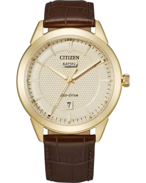 Citizen AW0092-07Q Corso Eco-Drive Brown Leather Strap Men Watches