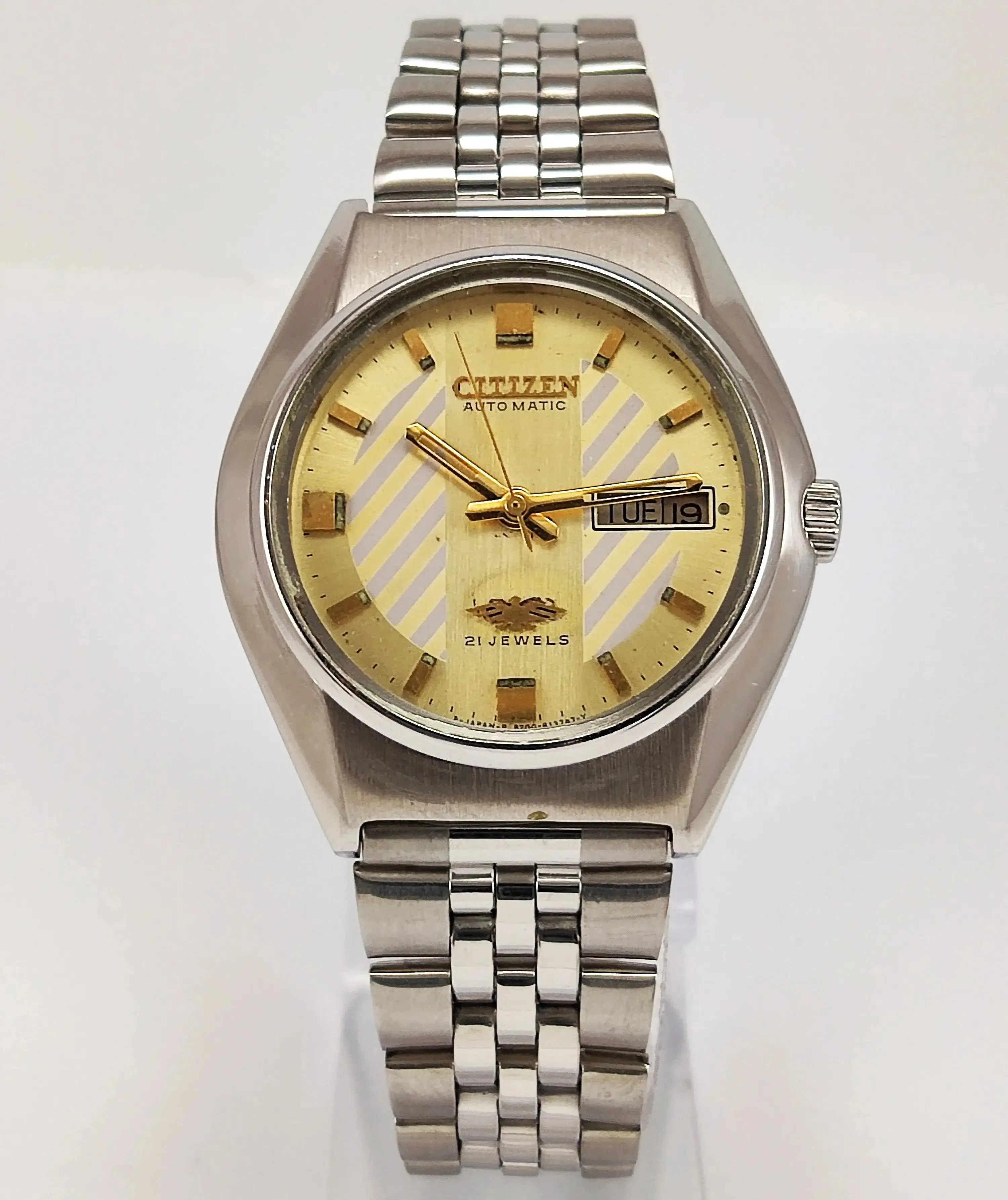 Citizen Cream Dial Automatic 21 Jewels Day Date Men's Watch 8200A