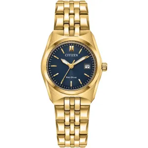 Citizen Eco-Drive Ladies Corso Blue Dial Gold Tone Watch
