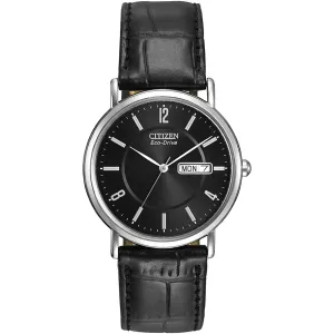 Citizen Eco-Drive Mens Strap Black Dial Watch