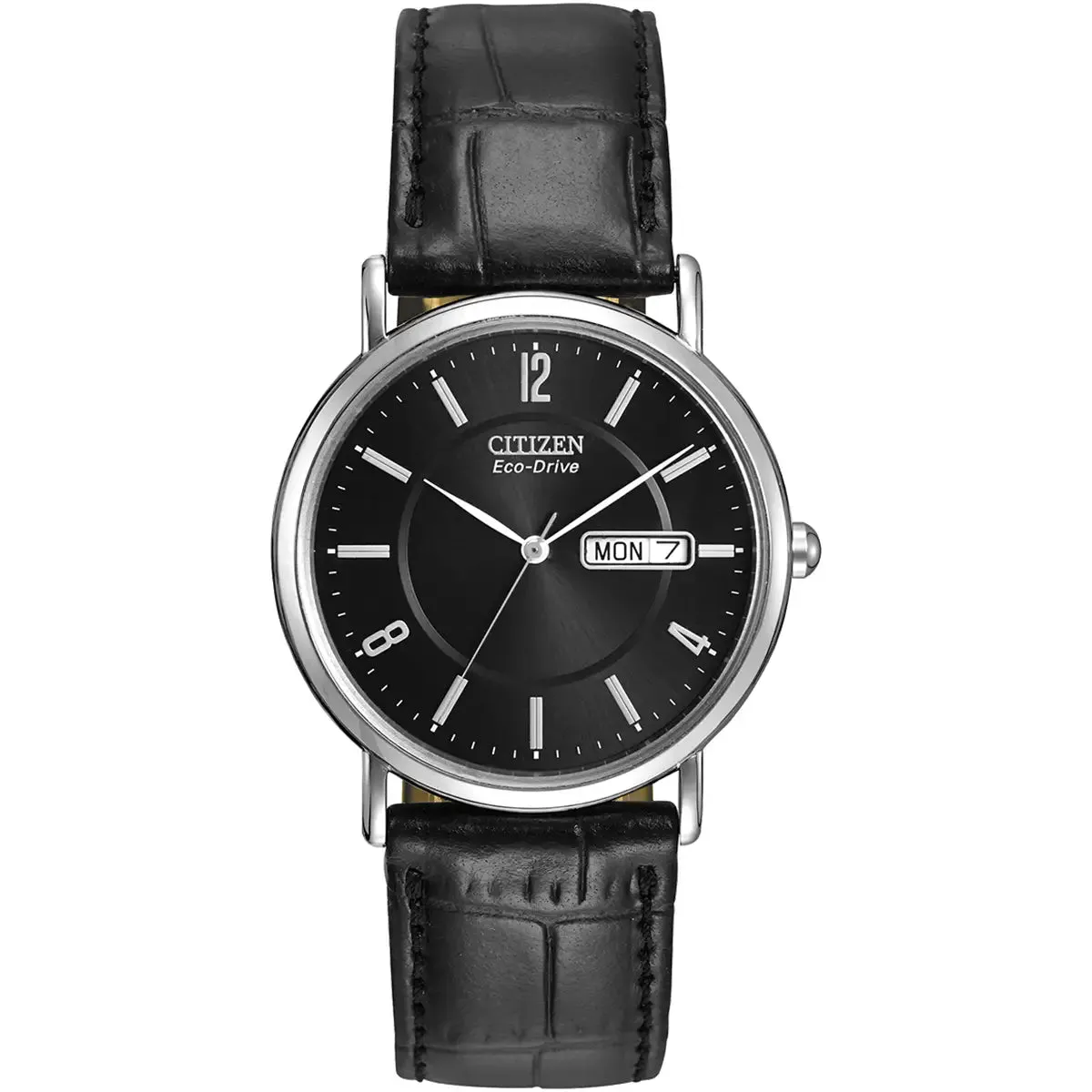 Citizen Eco-Drive Mens Strap Black Dial Watch