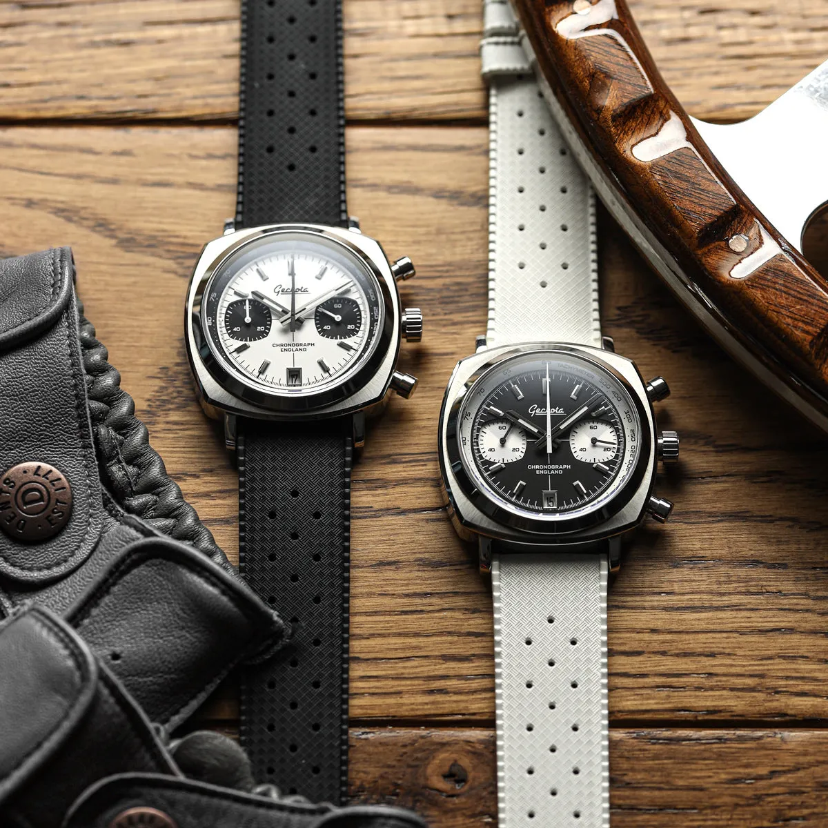 Classic Tropical Style FKM Rubber Watch Strap - Black