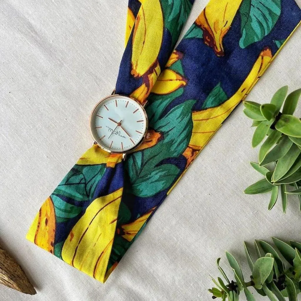 Colourful Changeable Fabric Strap White Dial Tie Knot Wrist Watch
