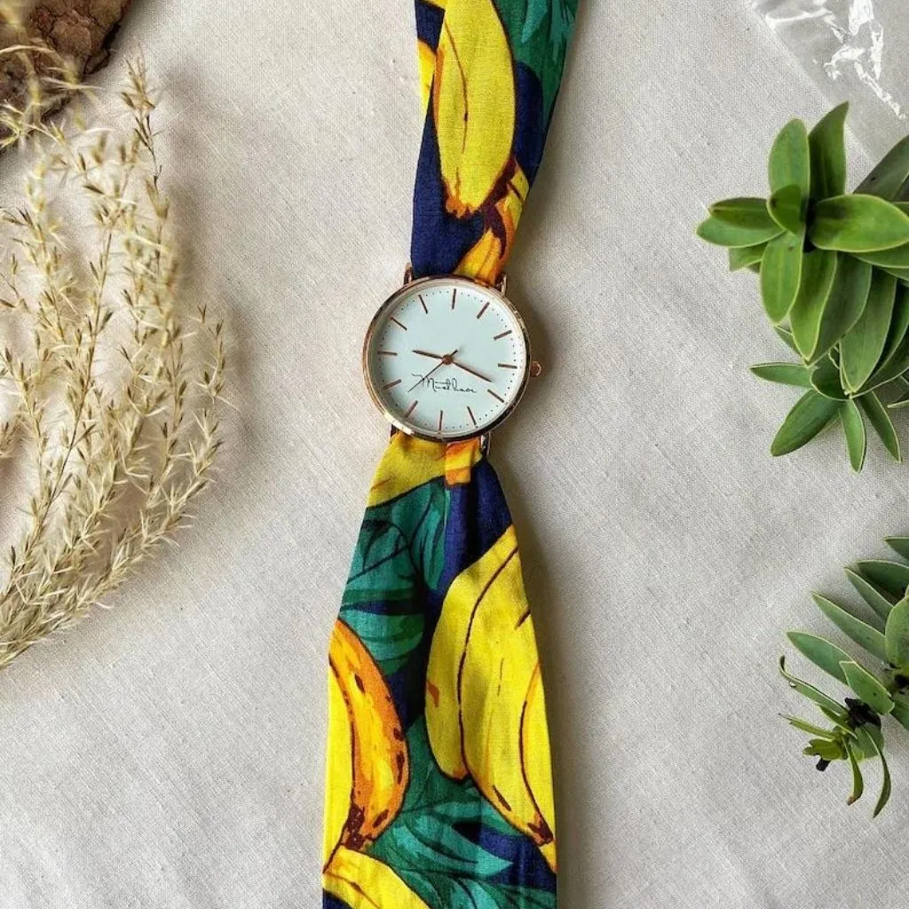 Colourful Changeable Fabric Strap White Dial Tie Knot Wrist Watch