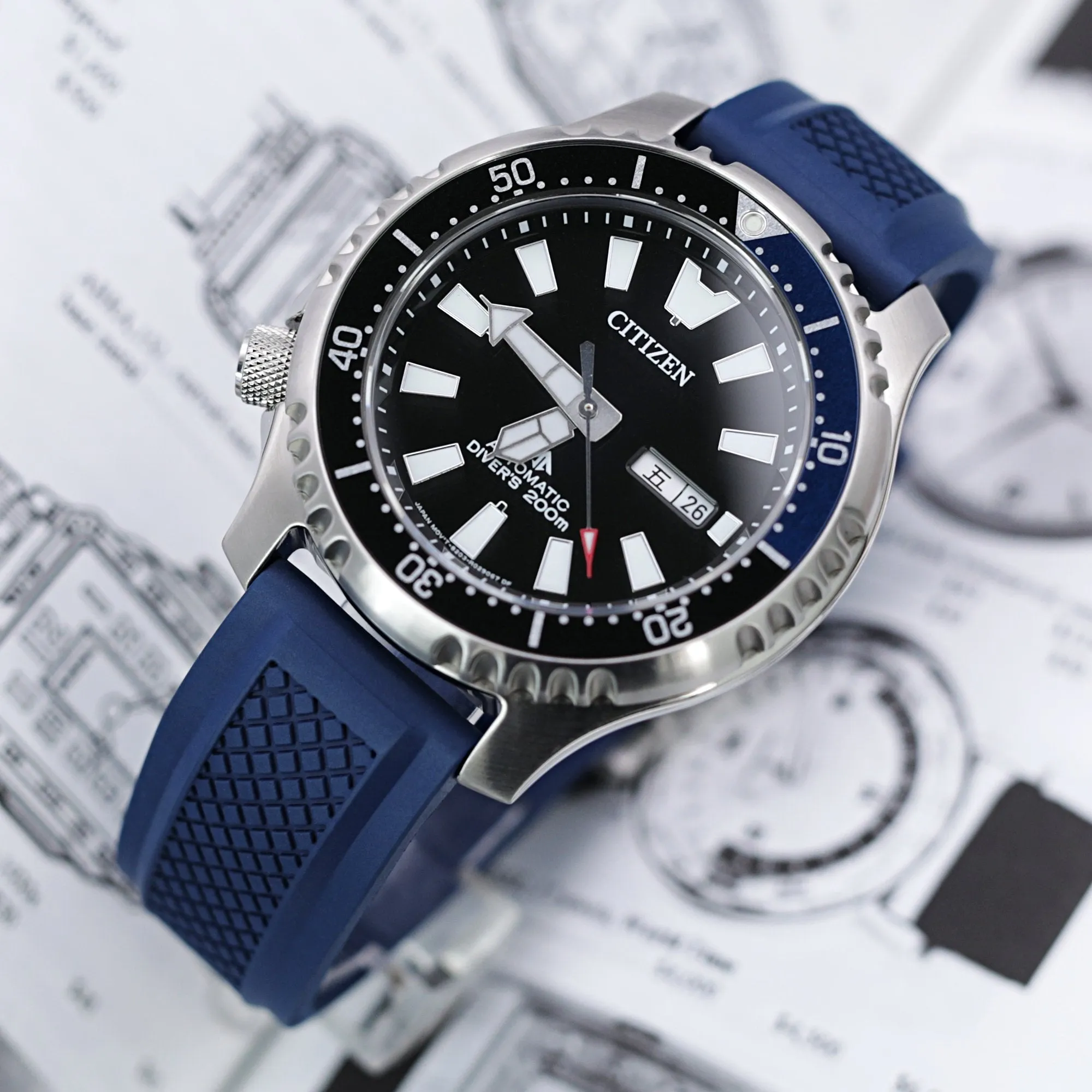 Crisscross Blue FKM Quick Release Rubber Strap