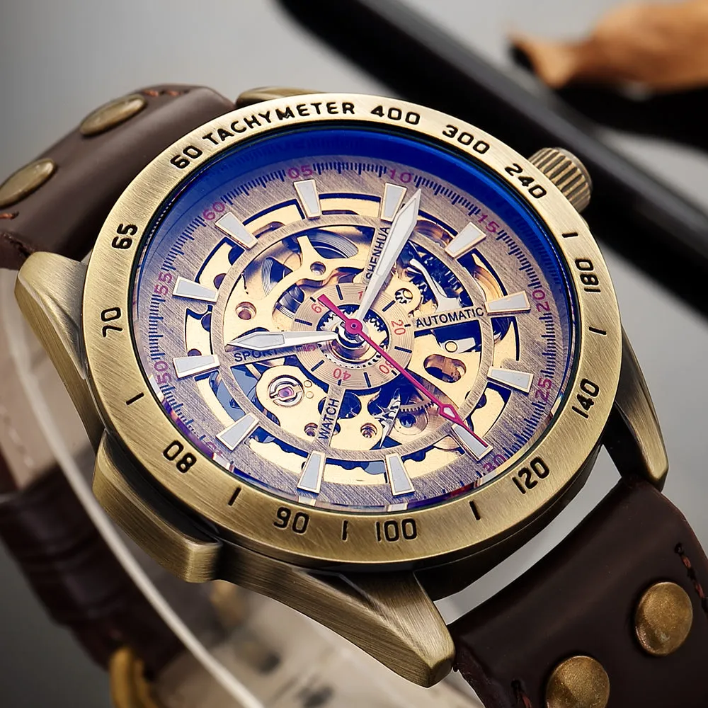 DE CRU Automatic Skeleton Vintage Watch