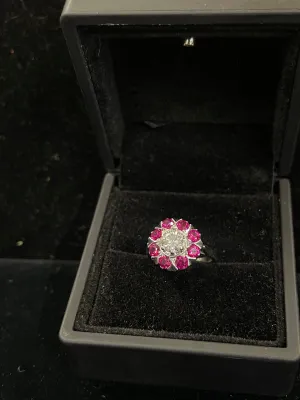 ''Diamond & Ruby WG Designer's Ring  1920's Art Deco 9 stones $25K APR w/CoA!!!!