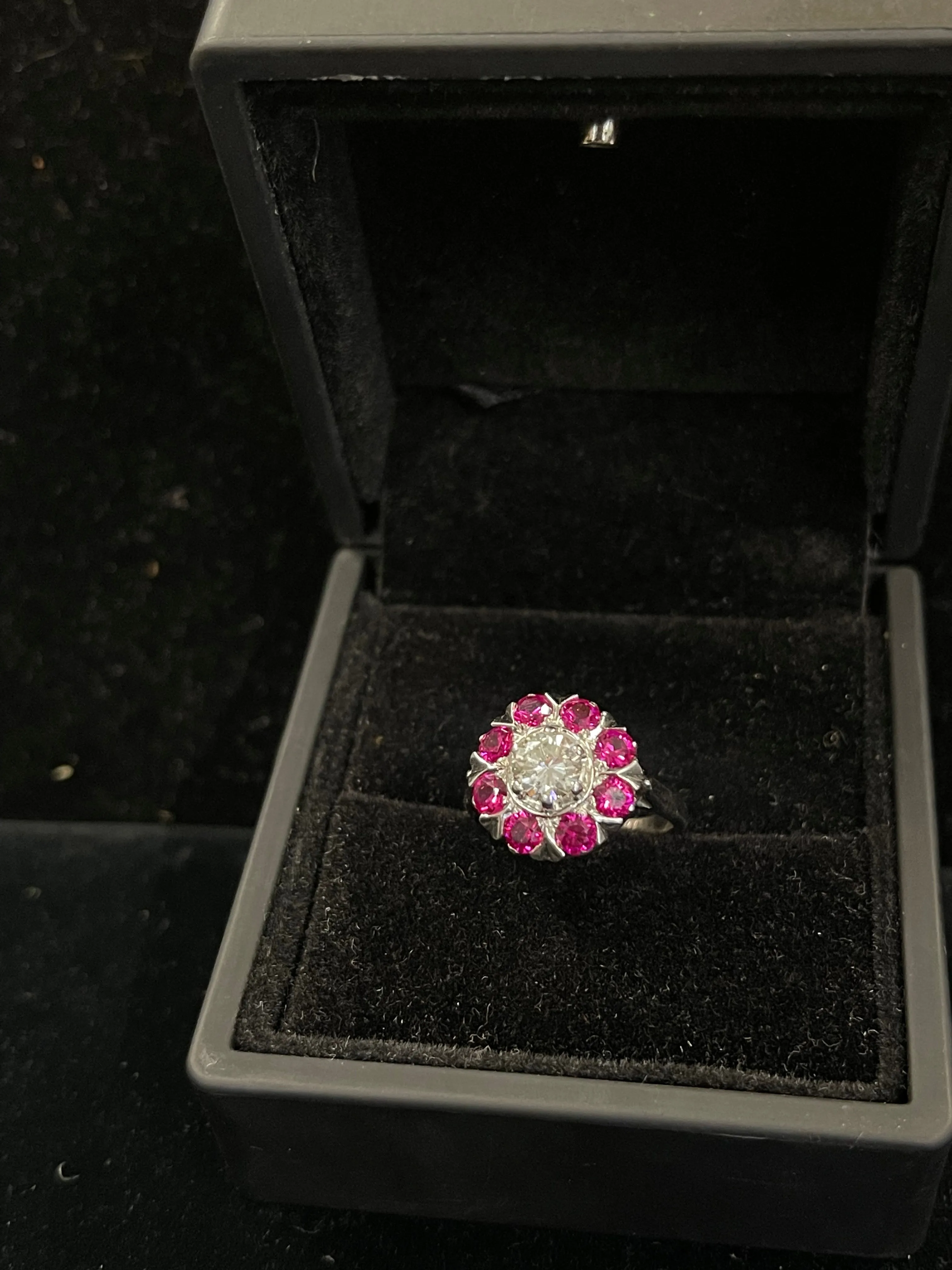 ''Diamond & Ruby WG Designer's Ring  1920's Art Deco 9 stones $25K APR w/CoA!!!!